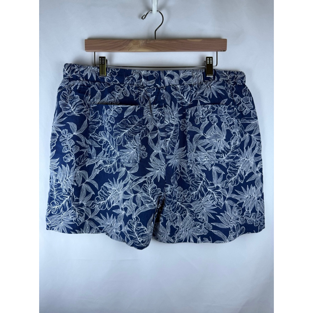 NWOT Women's BRIGGS Floral Linen Blend Shorts Blue/White Size XL - Picture 4 of 8
